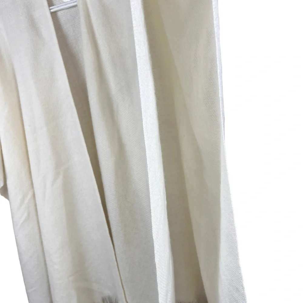 Vintage Glentex Women's Fringed Shawl Wrap White Cream Color Made in USA